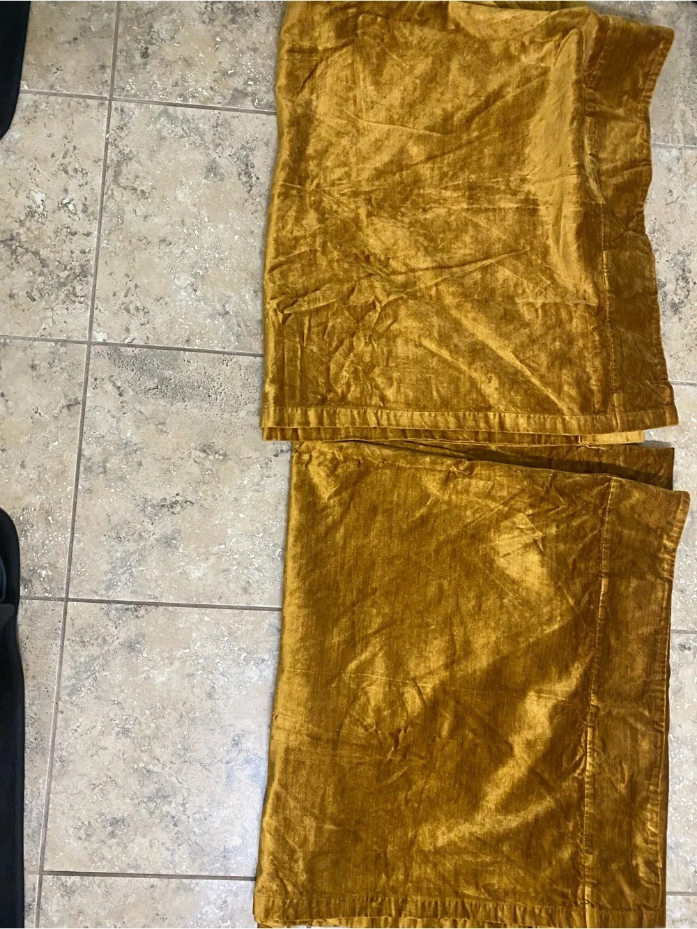 West Elm Blackout Golden Oak Velvet Luxurious Plush Rich Curtain Panels 48x84